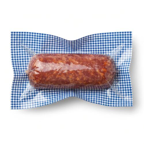 Siegelrandbeutel glatt, blau kariert 16,5x21,0cm PA/PE Folie 90my